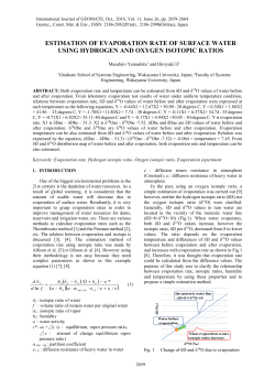 estimation of evaporation rate of surface water using hydrogen and