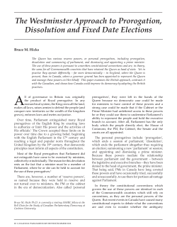 The Westminster Approach to Prorogation, Dissolution and Fixed