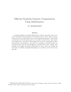 Efficient Symbolic-Numeric Computations Using Mathematica.