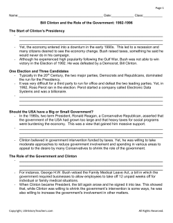 Bill Clinton and the Role of the Government: 1992