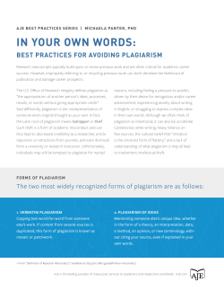 In Your Own Words: Best Practices for Avoiding Plagiarism