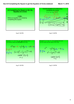 Geo 8.9 Completing the Square to get the Equation of Circle.notebook