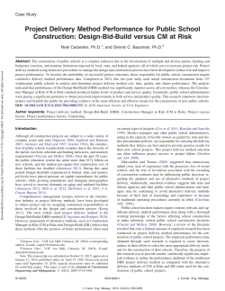 Project Delivery Method Performance for Public School Construction