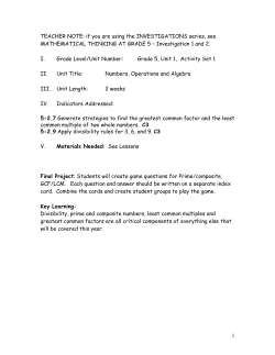 Divisibility Rules: students in grade 5 are required to know divisibility