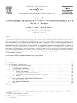 Darwinian models of depression: A review of evolutionary accounts