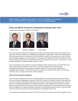 China Can Still Be Treated As A Nonmarket