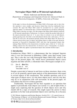 Norwegian Object Shift as IP-internal topicalization - Munin