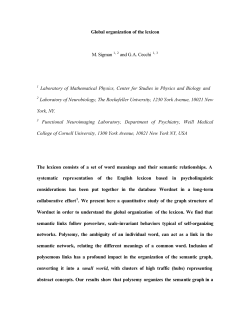 Global organization of the lexicon M. Sigman and G.A. Cecchi