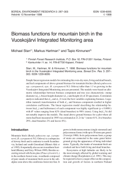 Biomass functions for mountain birch in the Vuoskojärvi Integrated