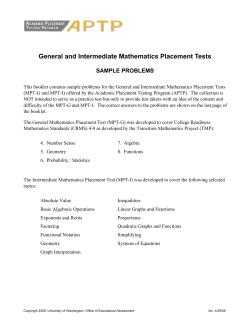 General and Intermediate Mathematics Placement Tests