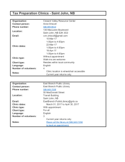 Tax Preparation Clinics - Saint John, NB