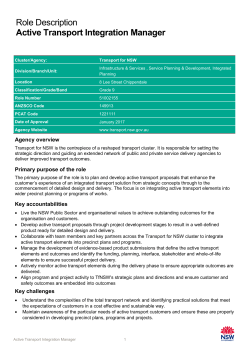 Role Description Active Transport Integration Manager