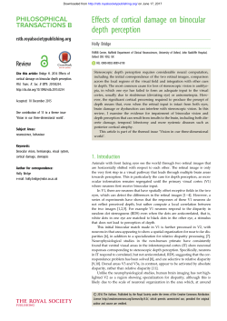 Effects of cortical damage on binocular depth perception