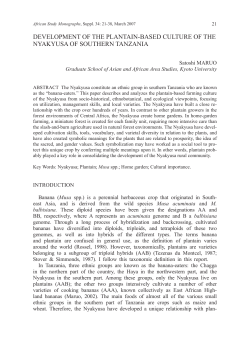 DevelopMent of the plantain-baSeD Culture of the nyakyuSa of