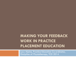 Making Your Feedback Work in Practice Placement Education