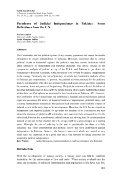Paradoxes of Judicial Independence in Pakistan: Some Reflections