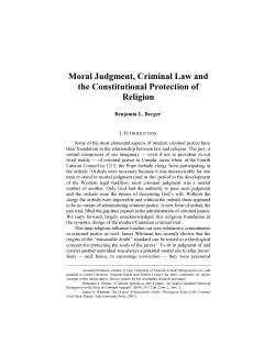 Moral Judgment, Criminal Law and the Constitutional Protection of