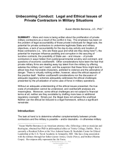 Legal and Ethical Issues of Private Contractors in Military Situations