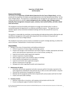 Supervisor of Public Works Job Description Purpose of the Position