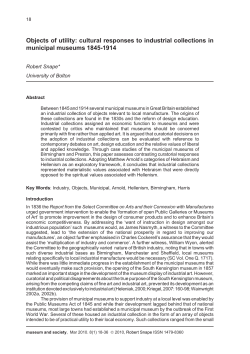 Objects of utility: cultural responses to industrial collections in