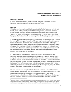 Planning Cascadia Book Prospectus APA Publication, Spring 2015