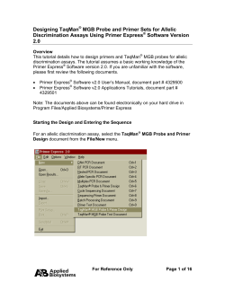 Designing TaqMan&reg; MGB Probe and Primer Sets