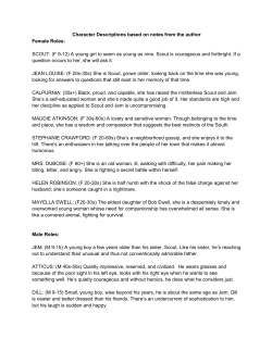 Character Descriptions based on notes from the author Female Roles