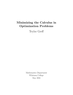 Minimizing the Calculus in Optimization Problems