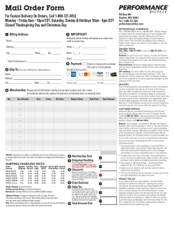 Mail Order Form - Performance Bike