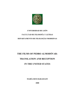 THE FILMS OF PEDRO ALMODÓVAR: TRANSLATION AND