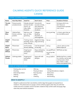 CALMING AGENTS QUICK REFERENCE GUIDE CANINE