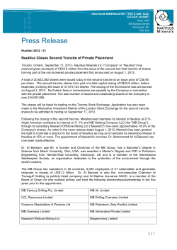 Press Release - Nautilus Minerals