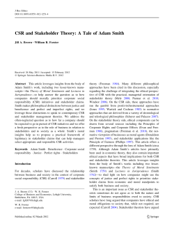 CSR and Stakeholder Theory: A Tale of Adam Smith