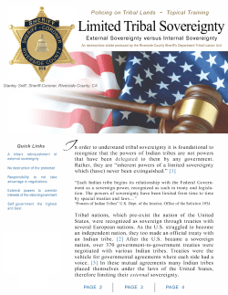 Limited Tribal Sovereignty - Riverside County Sheriff`s Department