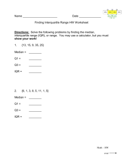 Finding Interquartile Range HW Worksheet Directions