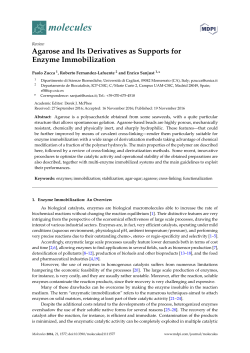Agarose and Its Derivatives as Supports for Enzyme Immobilization