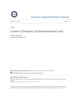 Carson`s Christianity and Environmental Crises