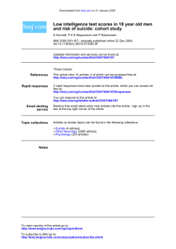 and risk of suicide: cohort study Low intelligence test scores in 18