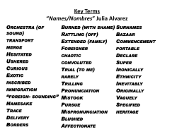 Key Terms “Names/Nombres” Julia Alvarez