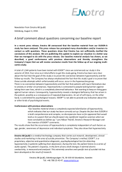 160804- Emotra &ndash; Newsletter &ndash; Comments on baseline PM-en