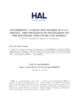 incoherent 3 grain boundaries in fcc metals : the influence of
