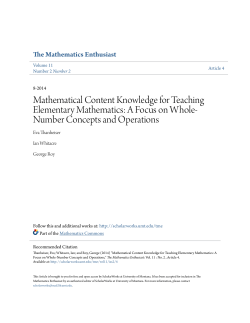 A Focus on Whole-Number Concepts and Operations