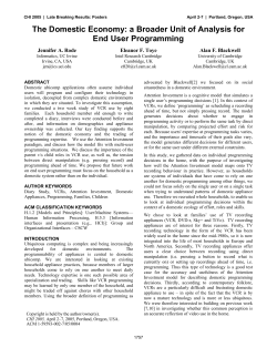 The Domestic Economy: a Broader Unit of Analysis for End User