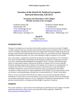 Societies of the World 50: Political Corruption Harvard University