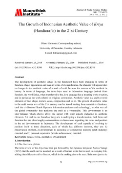 The Growth of Indonesian Aesthetic Value of Kriya (Handicrafts) in