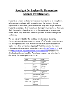 Spotlight On Saylesville Elementary Science Investigations