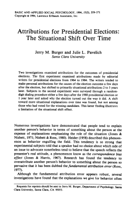 Attributions for Presidential Elections The Situational Shift Over Time