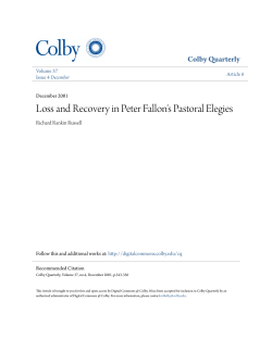 Loss and Recovery in Peter Fallon`s Pastoral Elegies