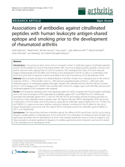 Associations of antibodies against citrullinated peptides with human