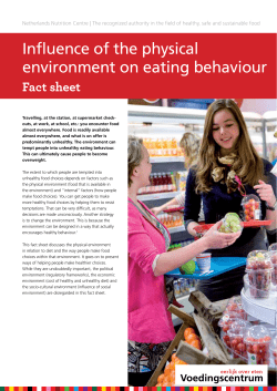 Influence of the physical environment on eating behaviour